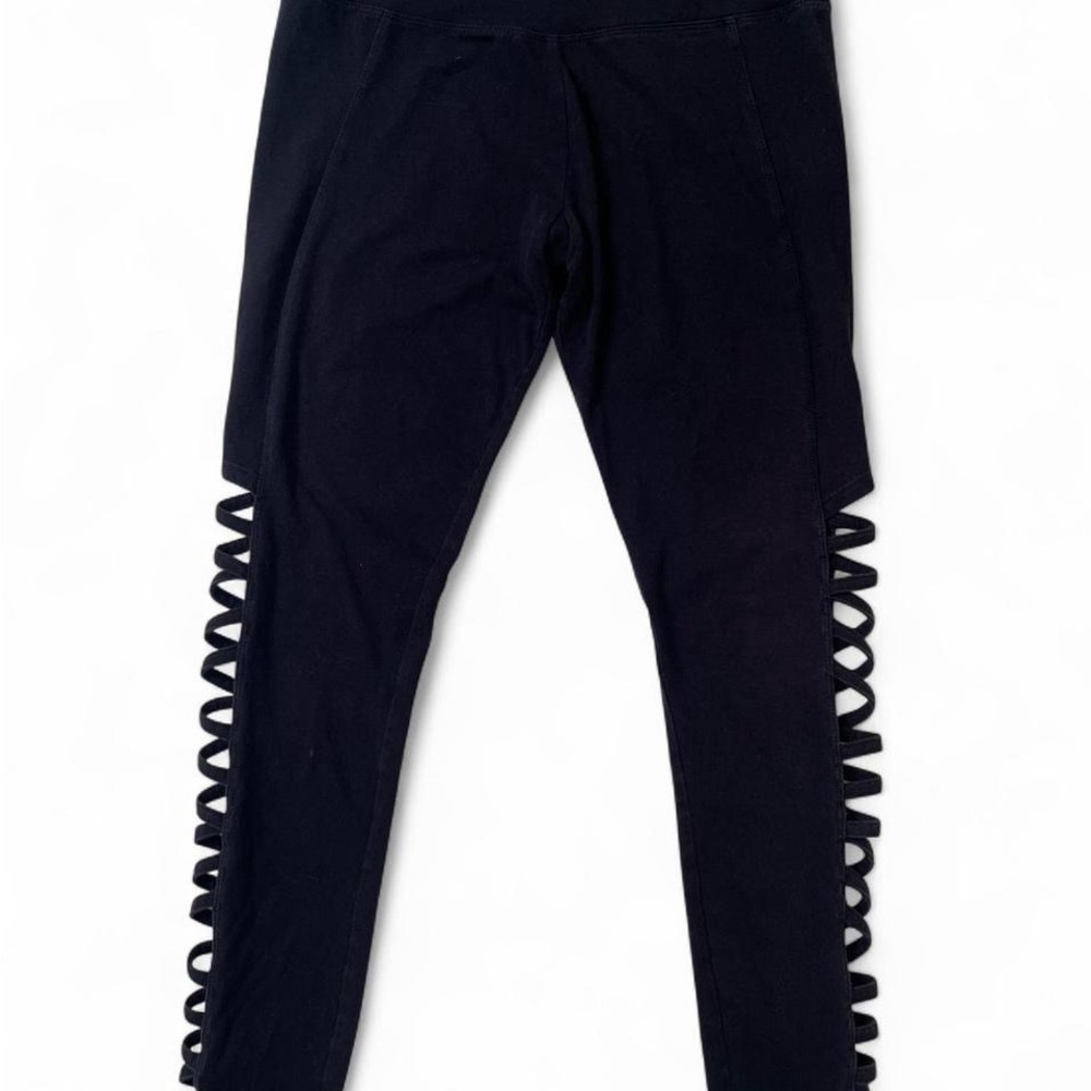 Vintage Betsey Johnson Performance Black Cutout Leggings Y2K Goth Punk Rock
